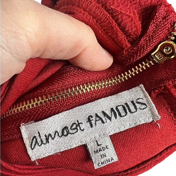 Size Large Almost Famous high neck sexy cut out back maroon red dress - Picture 4 of 6